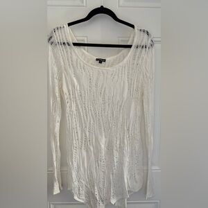Express Long White Knit Top